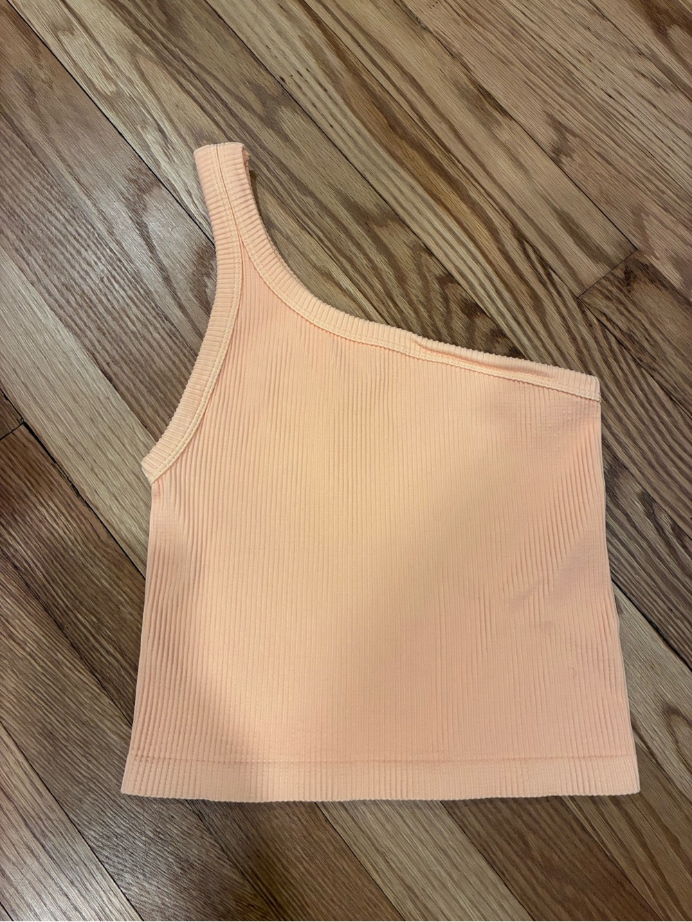 Nikibiki One-Shoulder Ribbed Crop Top - Peach